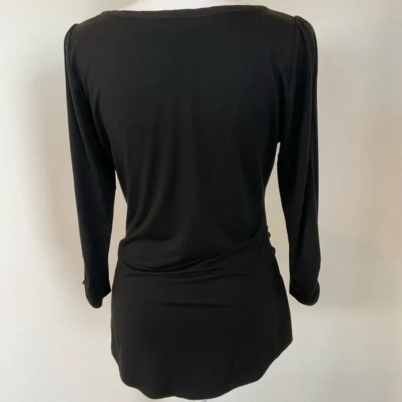 White House Black Market Black Top with Pearl Accents - Picture 3 of 7